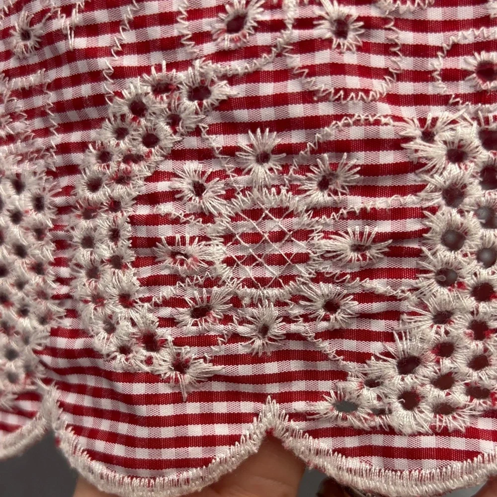Bonnie Jean Girl’s 6yo Red Gingham Dress with Floral Embroidery, EUC